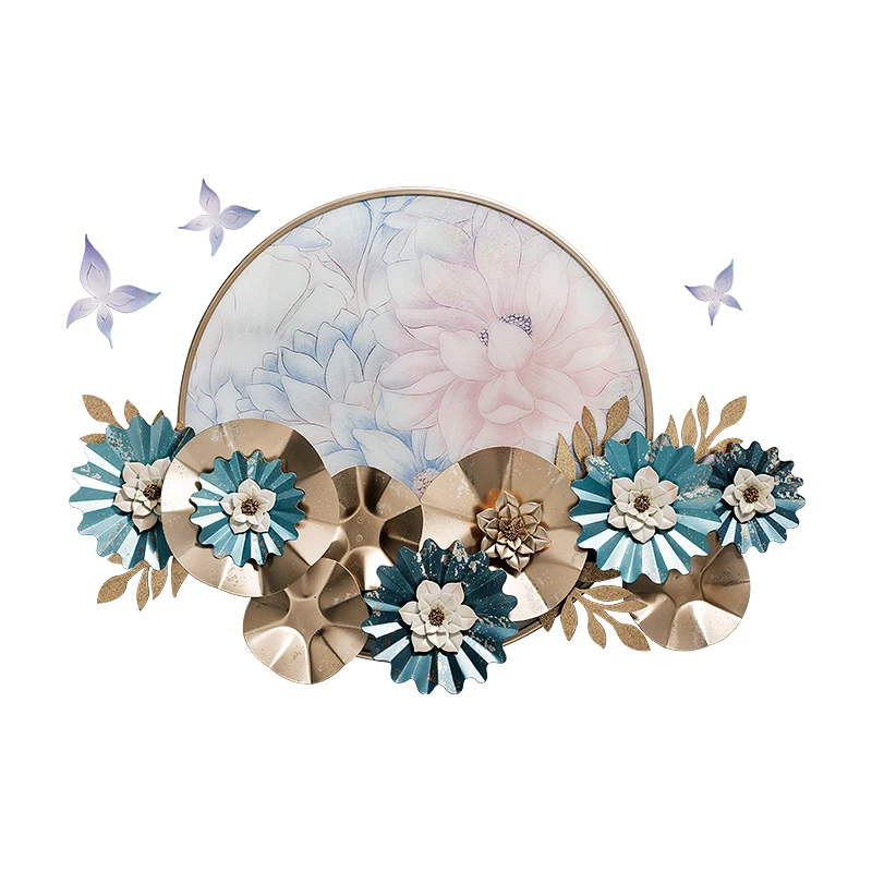 

Wholesale Big Size Colorful Metal Flower Picture Good Quality Handmade Luxury Metal Home Wall Hanging