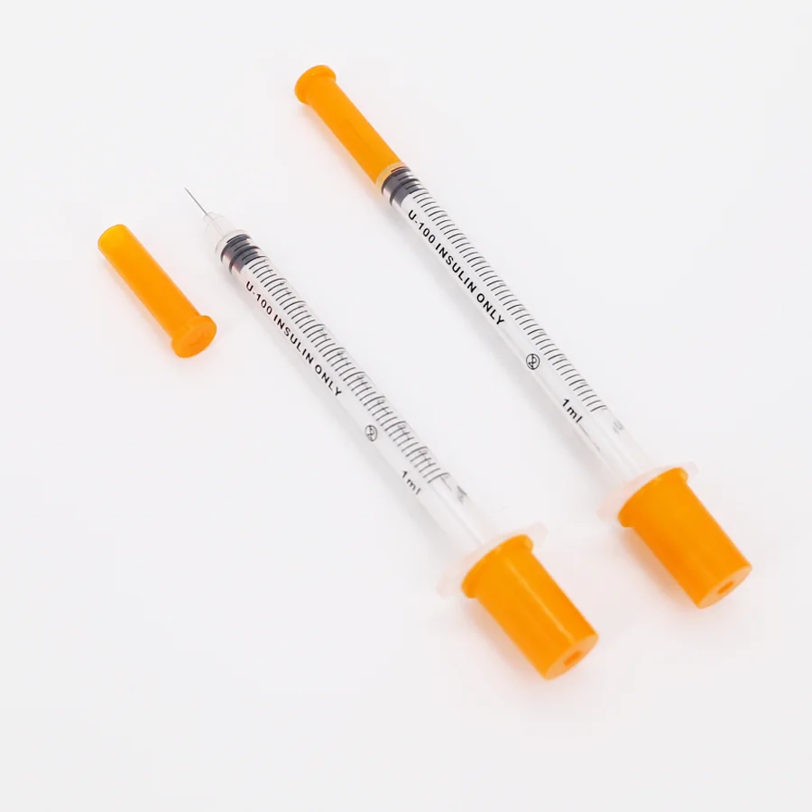 
Disposable Orange Cap Insulin Syringe With Needle  (1600094272011)