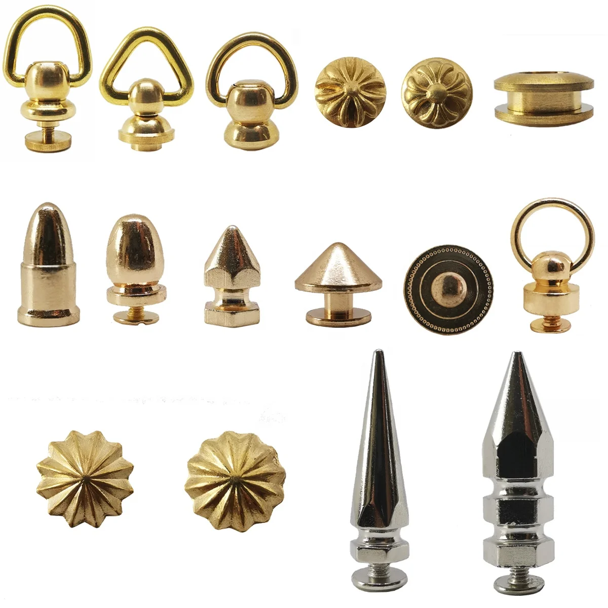 

Garment Rivet D Ring Rivet For Phone Case Garment Rivet Remache Del Anillo En D, Gold, silver, gun metal and antique brass