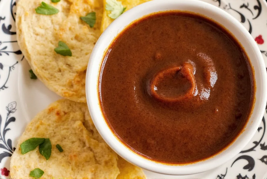 Mexican Brown Sauce ingredients laid out on a wooden table