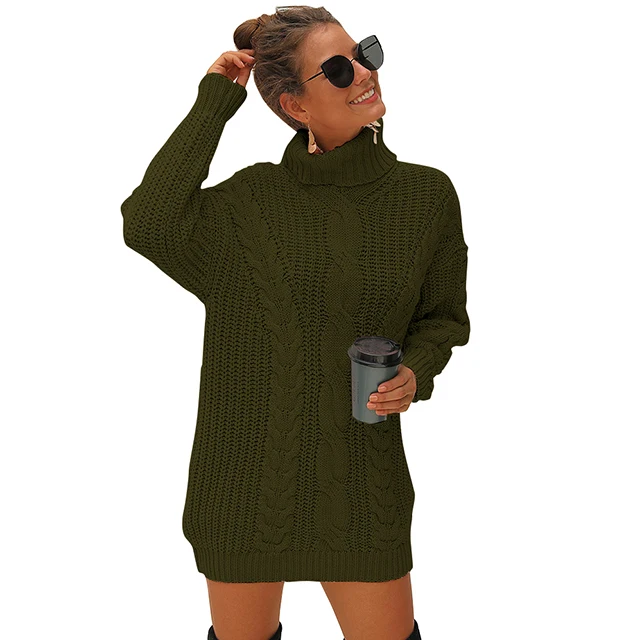 

Wholesale Ladies Long Sleeve Knitted Jumper Woman Turtle Neck Pink Knitwear Women Winter Thickness Sweater, Customized color