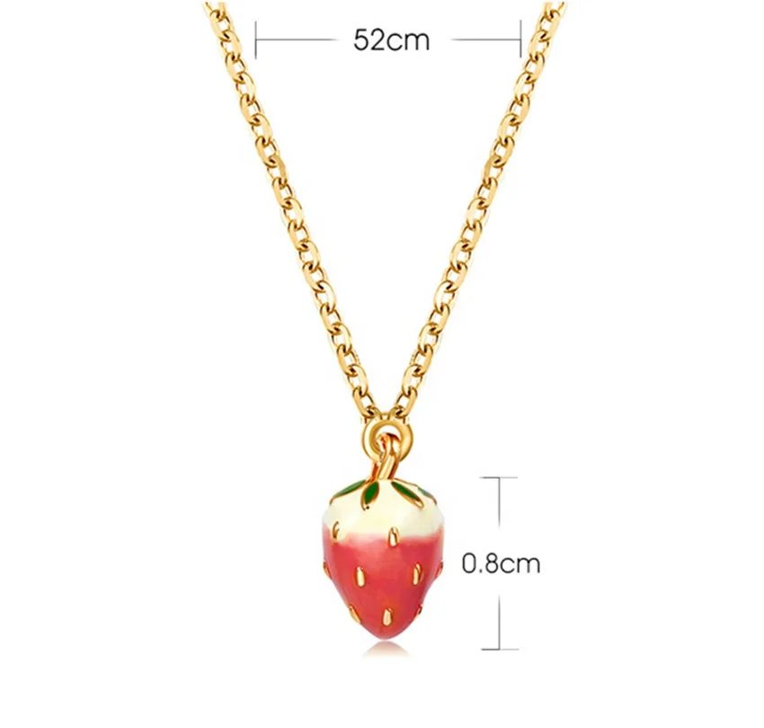 

New exquisite long tassel necklace cute strawberry pendant necklace, Gold