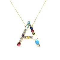 

Queenie Jewelry 2019 Best Selling Rainbow Jewelry Gold Plated Letter Necklace For Women