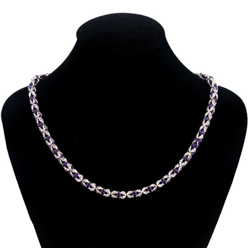 

Fashion Handmade Custommade Chain Necklace Supplier Byzantine Purple Jewelry Beaded Choker Women Necklace Chainmail Neckalce XQ, Photo color