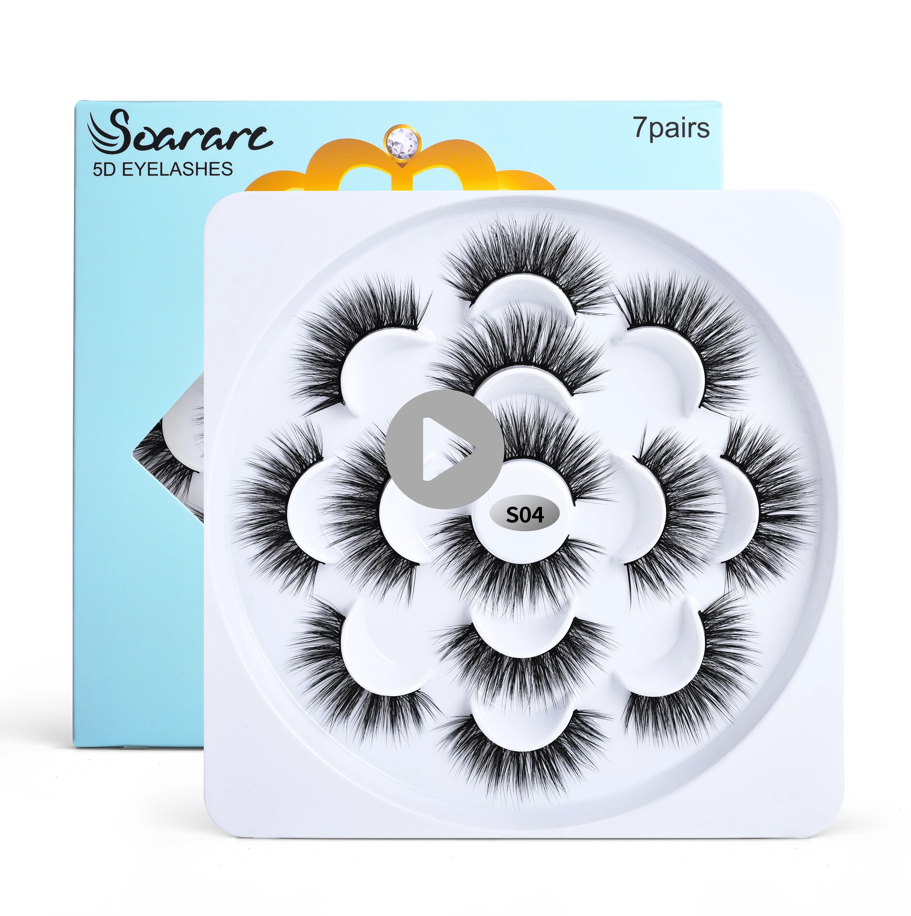 

A1 7pairs 5D SOARARC Long Lashes Set Eyelash Extension Private Label Cosmetics Silk False Eye Lashes Silk False Eyelash, Black