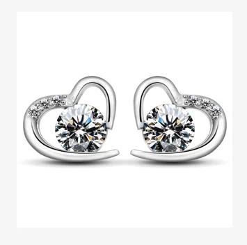 

New Hot Fashion 925 Sterling Silver Heart Earrings for Women Girls Gift Fashion Statement Jewelry