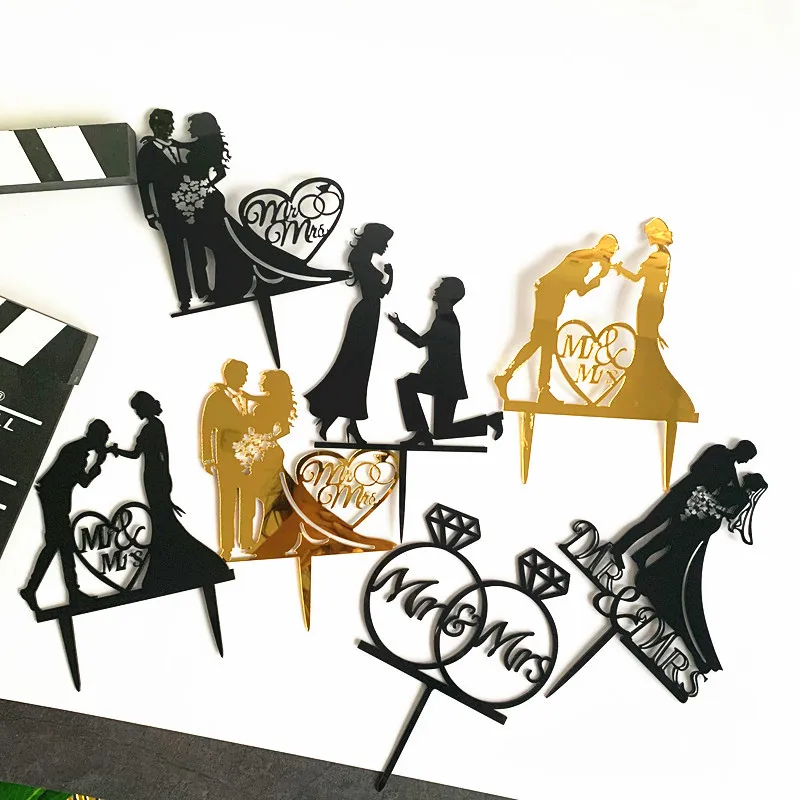 

MR&MRS Valentine's Day cake Accessory placards wedding Anniversary acrylic party cake decoration Proposal love cake topper