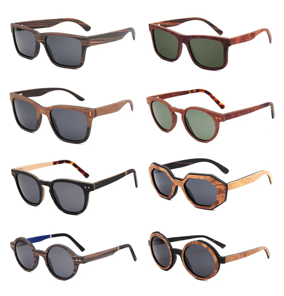 Big Square Mens Sunglasses Wooden Frame Polarized Wholesale In Bulk