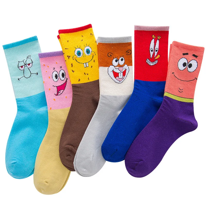 

WIIPU Fashion cotton personality cartoon character socks men and women casual socks unisex creative hip-hop skateboard socks