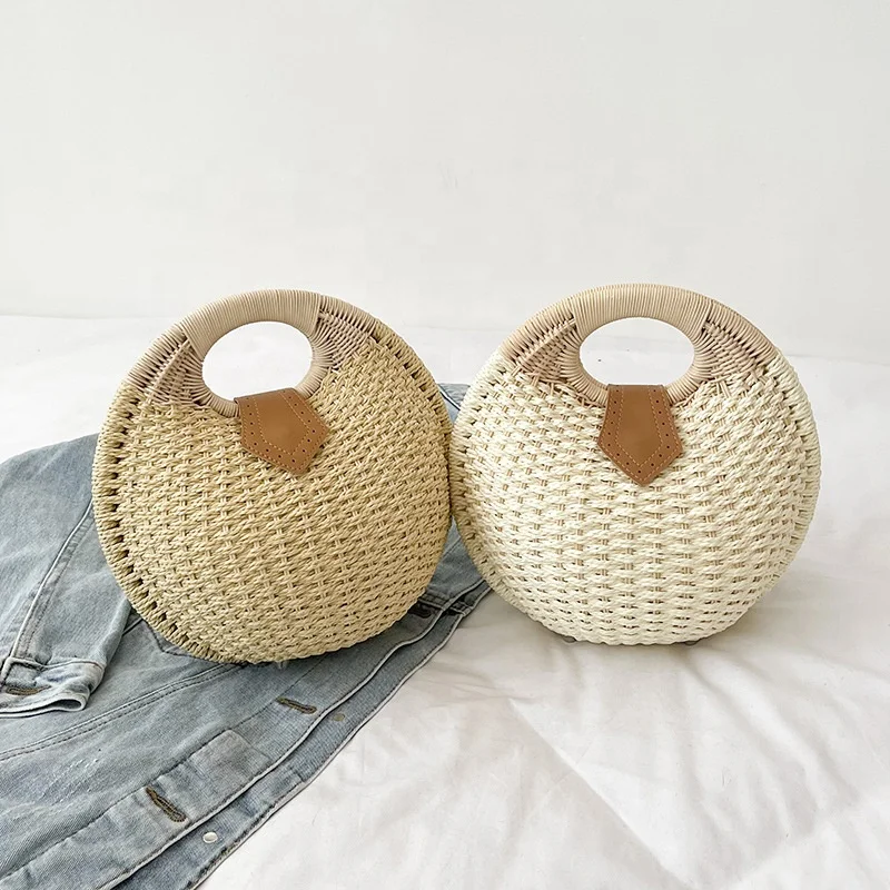 

2022 Summer Beach Drop Shipping Hand Bags Small Jelly Rattan Lady Purses Women Handmade Craft Straw Handbag