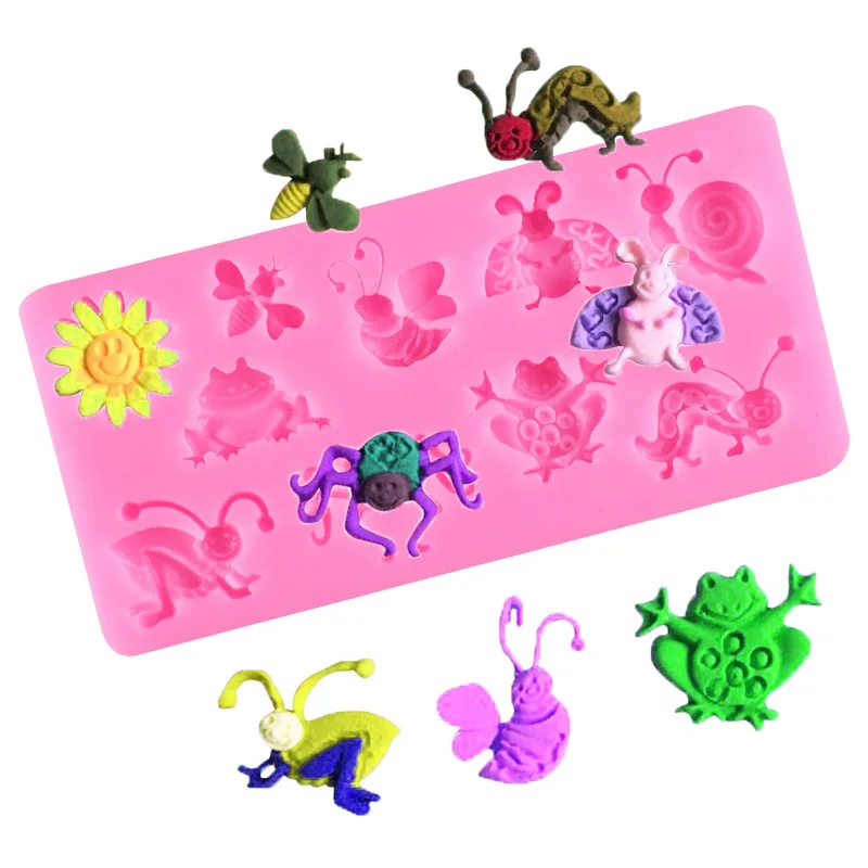 

New Silicone Mold Animal Bug Shape Food Grade Cake Decoration Tool Fondant Multi-purpose Pink Resin Mold Easy To Clean