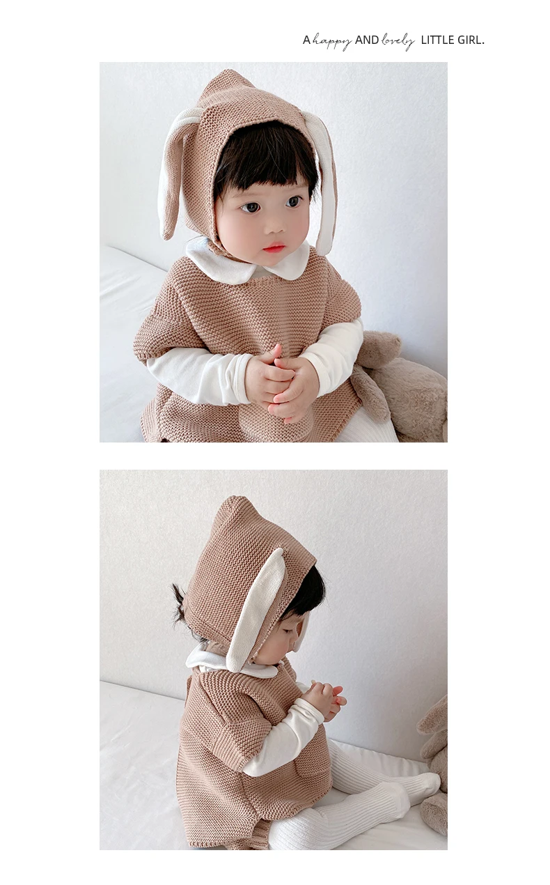 Wholesale and retail baby suit clothes knitted hat pants tops solid color knitted girl sweater