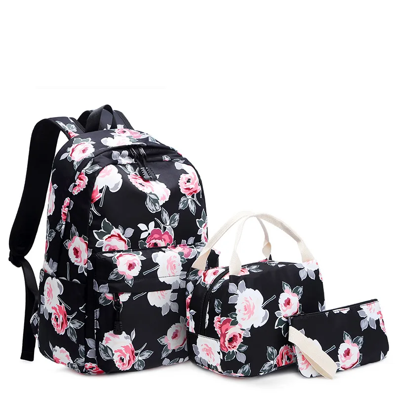 

Resistant Lightweight Set Backpack Women Flower Printing Female Laptop Bagpack College School Bag for Teenager Girls Bookbag