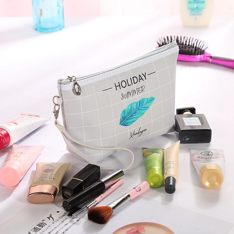 

Wholesale Printed PU Leather Young Girl Makeup Bag Women Cosmetic Bag, Pink, white,black, gray