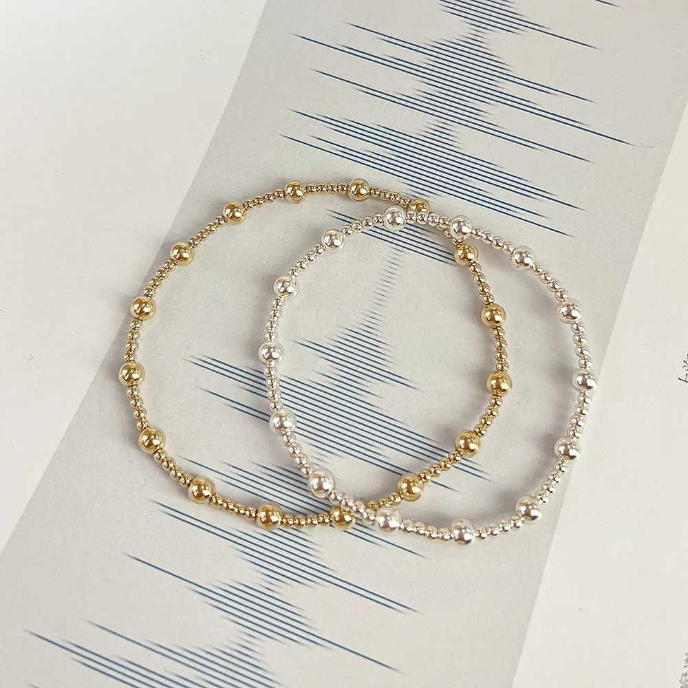 Vintage Gold Filled Beaded Bracelet Fine Women Permanent Jewelry Bracelets