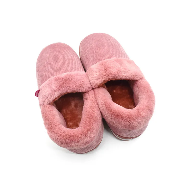 

New Warm Cotton Slippers Couple Bag Heel Cotton Slippers Quiet Home Shoes Old People's Shoes, As picture