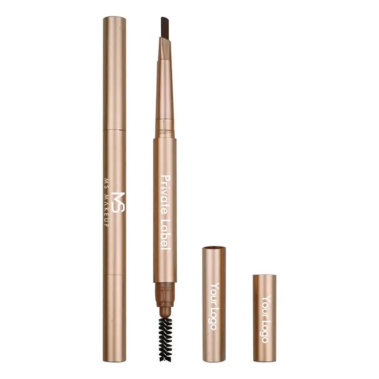 

Low Moq Custom Logo 6 Colors Gold Tube Natural Looking Vegan Slim Waterproof Private Label Eye Brow Eyebrow Pencil With Brush