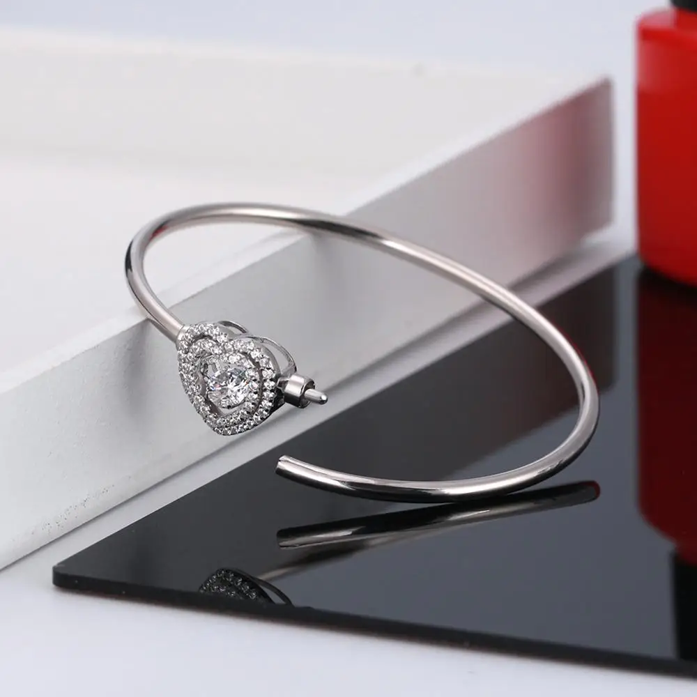 

RINNTIN SB08 Simple 925 Sterling Silver Wholesale Heart Bracelets for Women