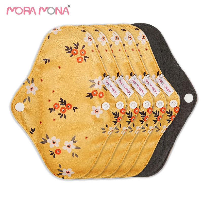 

Mora Mona eco-friendly Cloth menstrual pads Bamboo charcoal Breathable Sanitary Napkins pads, Printing colorful