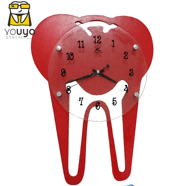 

Dental clinic decoration gifts teeth shape wall clock, Red
