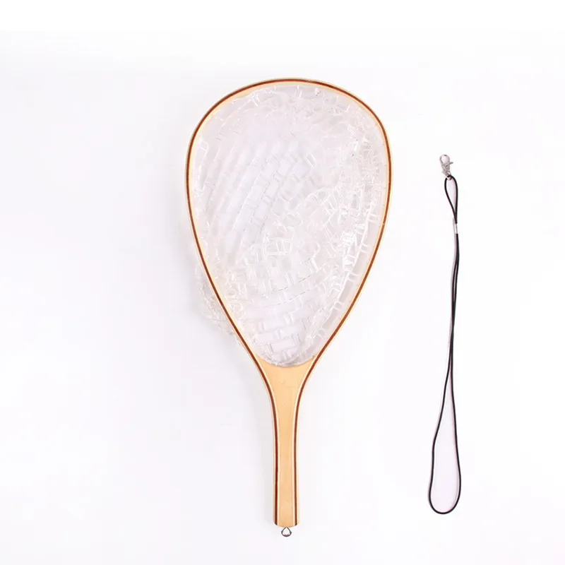 

JETSHARK Wooden handle hand fishing net Fly fishing net rubber net Ultra light Luya fly fishing