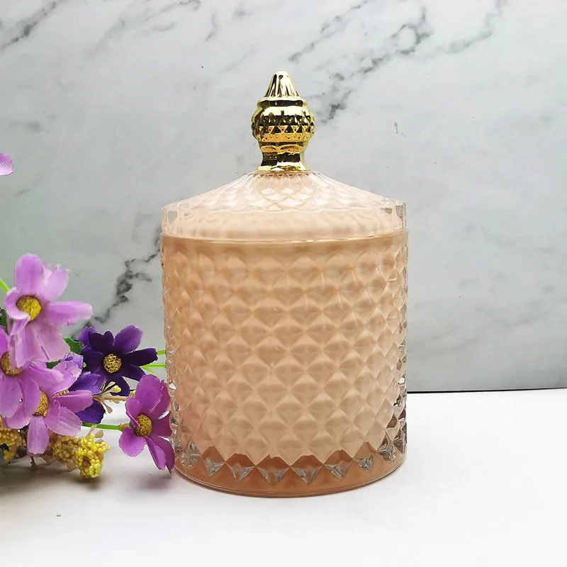 10 Oz Luxury Empty Candle Jars With Lid For Making Glass Candle Holder