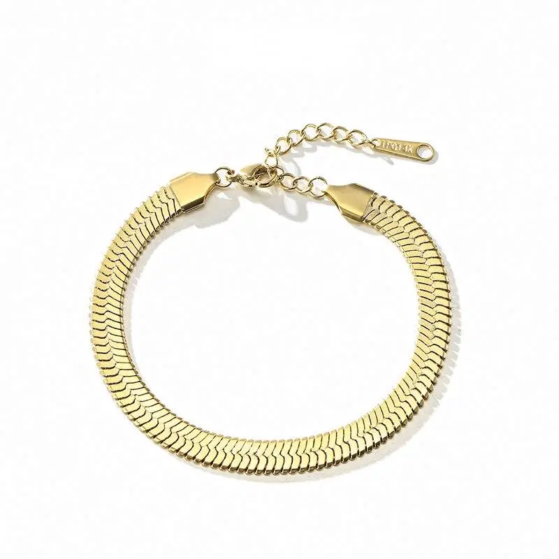 

Fashion jewelry 14K gold plated snake chain steel bracelet stainless steel women's jewelry bracelet
