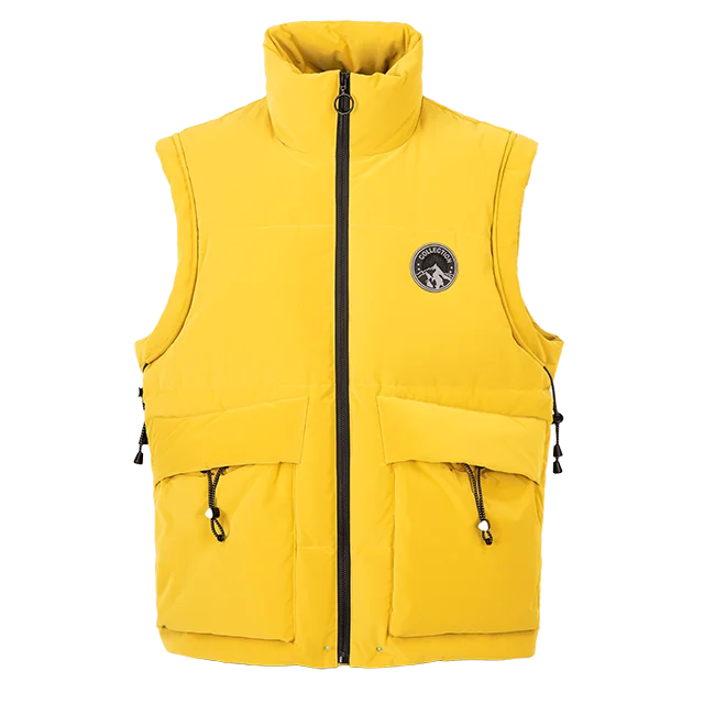 

2021 Down cotton vest men's autumn and winter jacket plus velvet thick warm waistcoat vest, Yellow