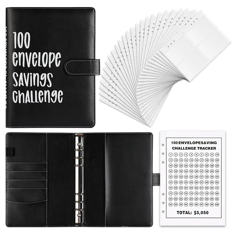 

CAGIE A5 money saving challenge book 100 envelopes money savings challenge book budget binder with cash envelopes