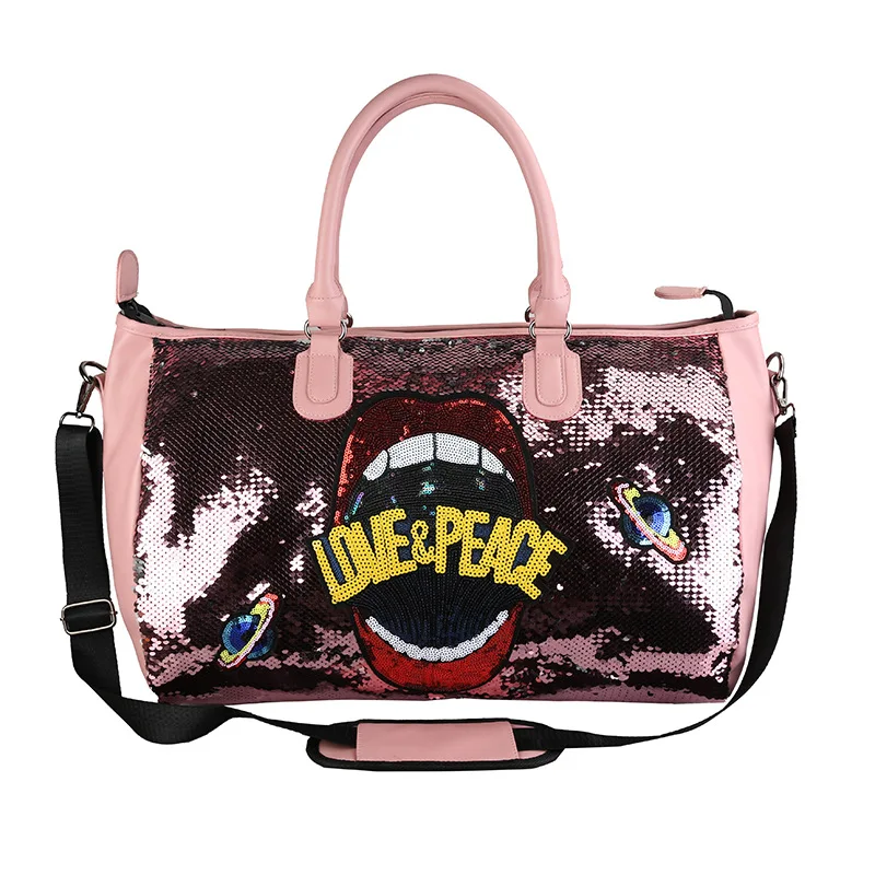 

Fashion new design cheap printed tote travel sequin duffle bags