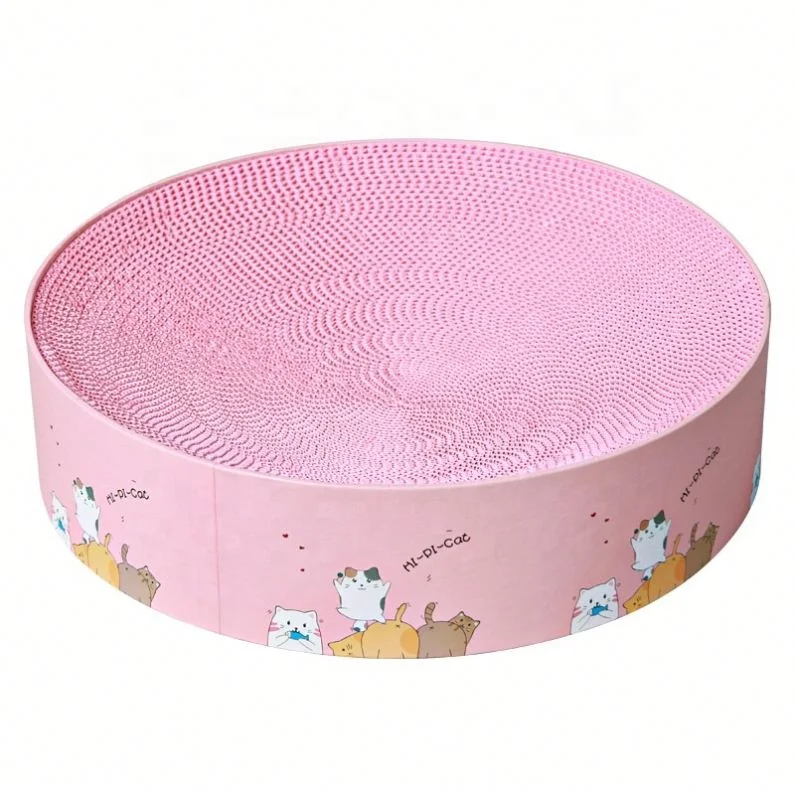 

Jhcentury Super Cute Pink Round Scratcher Corrugated Cat Scratcher Rest Sleeping Cat Nest, Photo