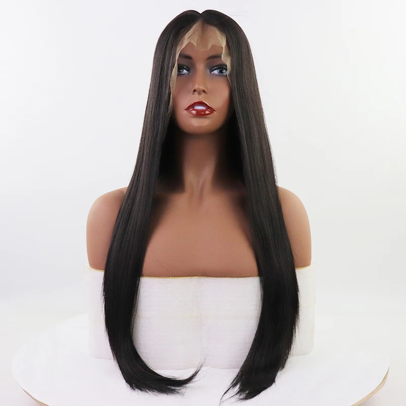 

13x6 Lace Front Wig Synthetic Long 26in Straight Wigs Heat Resistant Fiber Hair for Black Women Natural Hairline Synthetic Wigs