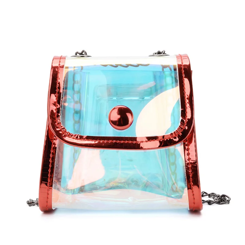 

Fashion Mini Chain Laser Transparent Crossbody Bag Jelly Pvc Fashion Handbag For Girl Child