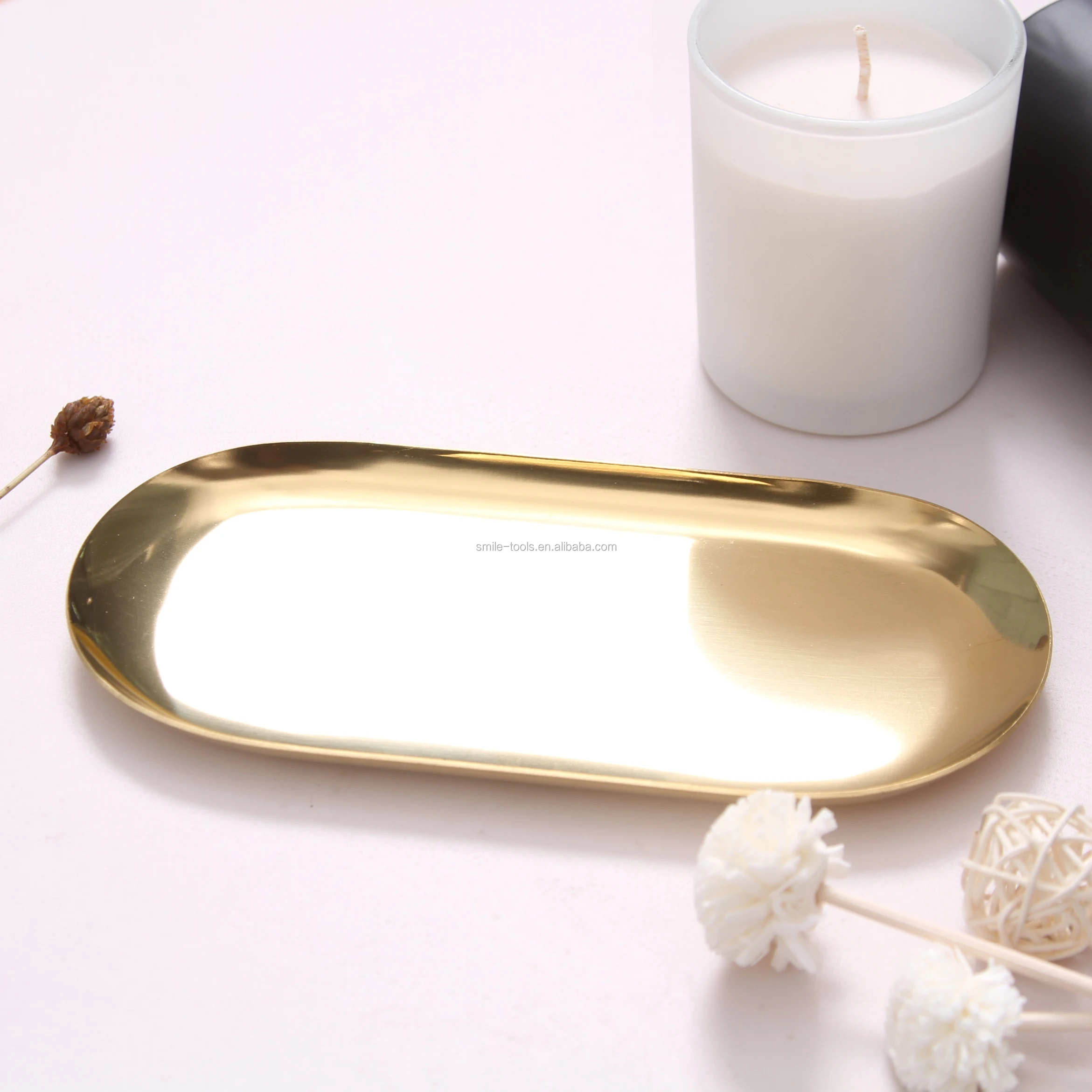 Stainless Steel Copper Silver Tray Candle Accessories Plate Candle Tray For Christmas Birthday