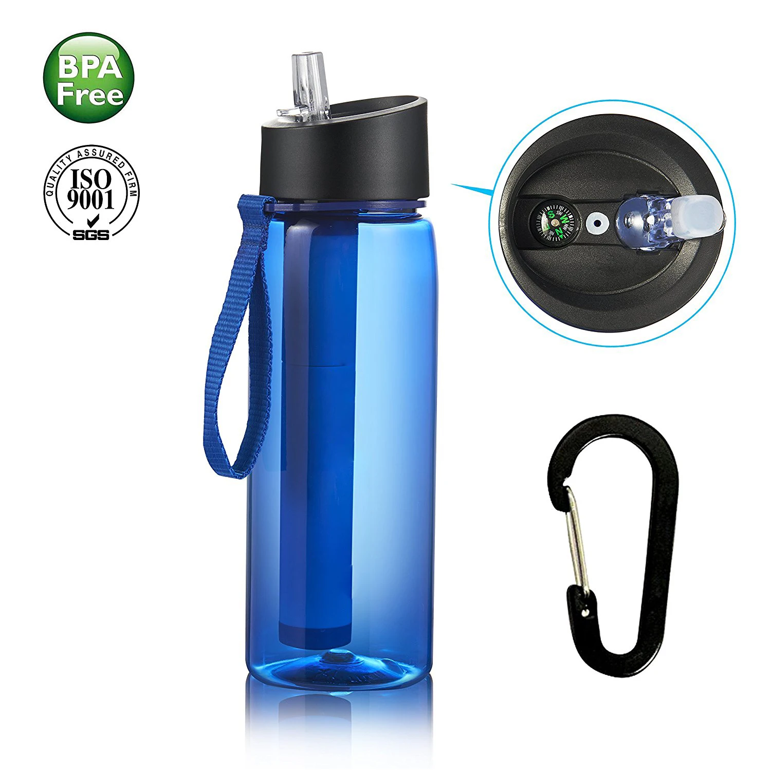 Hiking Water Filter Bottle With Uf Membrane Outdoor Survival Necessary