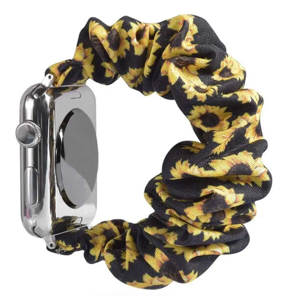 

Scrunchie Design Fabric Printing Elastic Nylon Watch Strap Bands For Apple Watch Series SE/6/5/4/3/2/1, Customized colors
