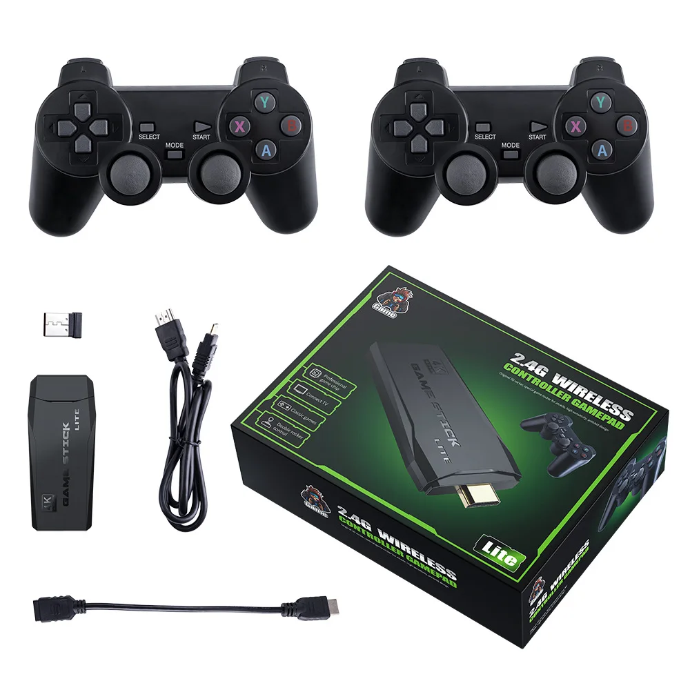 

Wholesale Game Stick 4K HD TV Video Game Dongle PS1 Emulators Double 2.4G Wireless Gamepad Controller 3D Game Console