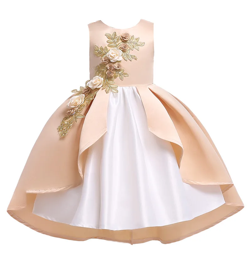 D0038  Guangzhou Children Clothes Flower Kids Latest Design 8 Years Girl Birthday Party Dress