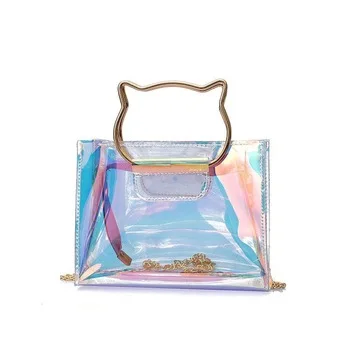 

2021 Hot Selling Laser Clear Purses Sets Fashion Transparent Handbag Women PVC Holographic Jelly Purses Handbags