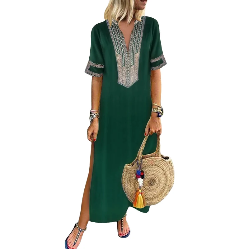

New Styles Bohemian Floral Print Split Maxi Dress