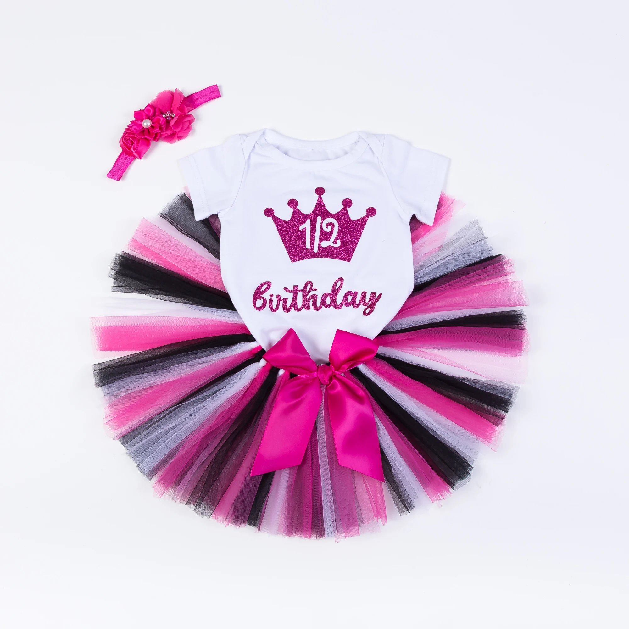 

Toddler Girls Skirts 3PCS Set Princess Tulle Skirt 1st Birthday T-Shirt Newborn Baby Handmade Tutu and Headband Clothing Set, Picture
