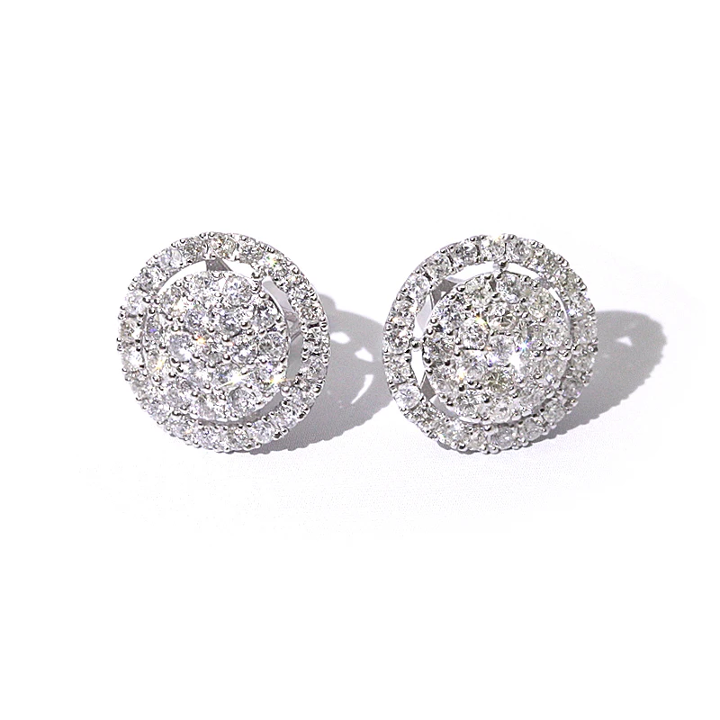 

High quality jewelry Elegant luxury two layer diamond round hoop earrings Supplier Bulk, Picture