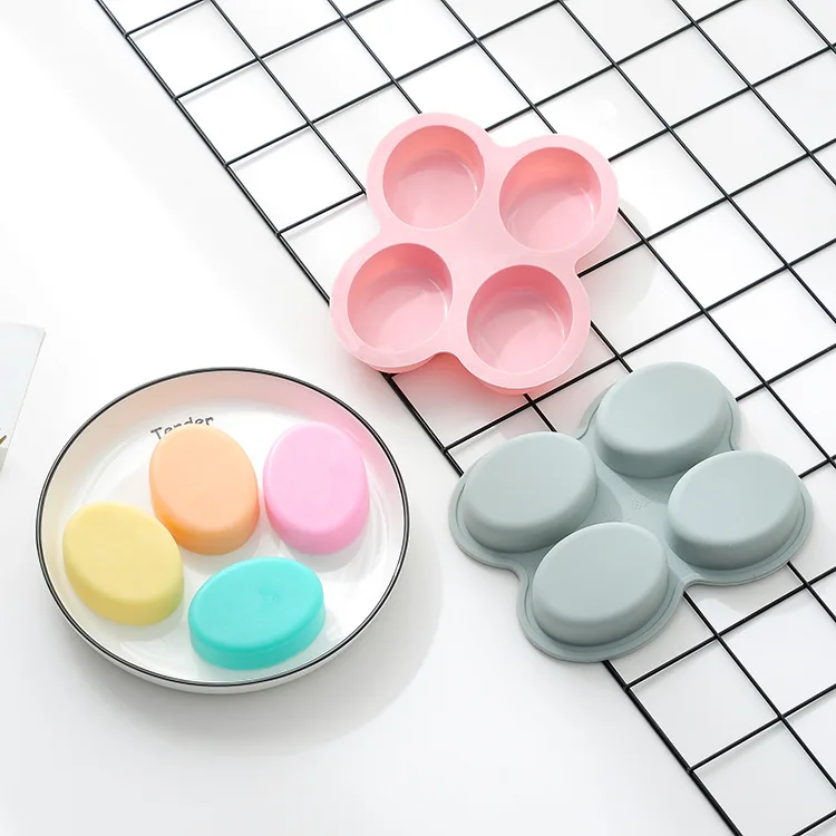 

4 large oval silicone cake mold handmade soap cold soap aroma candy mold Diy baking pan