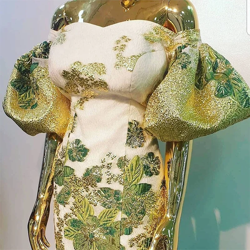 

Jacquard Green Lace Fabric African 2020 High Quality Tissu Africain Mesh French Lace Fabric Weave For Wedding Dress Sew 1880, As shown in the photos