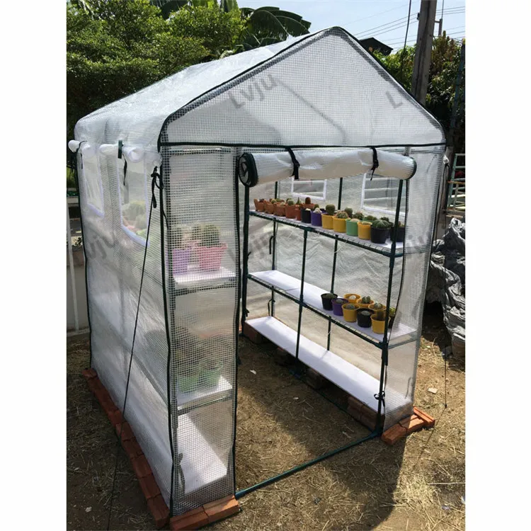 

Lvju Polyethylene Greenhouse 143x143x195cm 2 doors 4 windows PE Material Strawberry Greenhouse Tent, Clear /custom