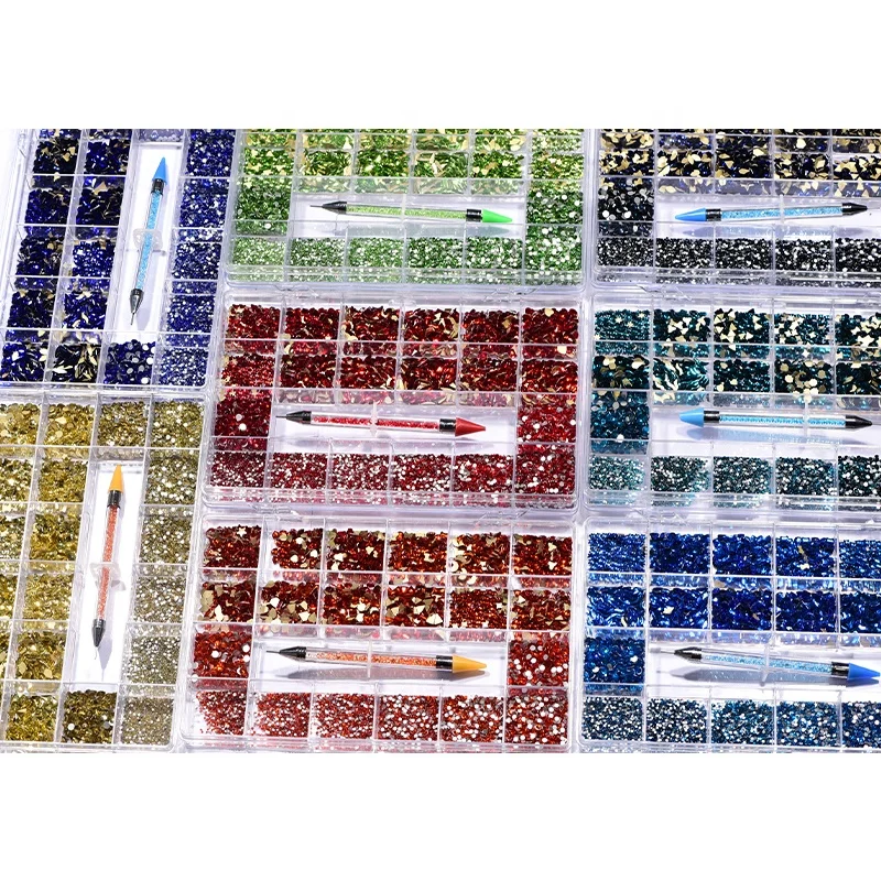 

10320pcs/box Best Seller Stone Nail Rhinestones Crystal kit Multi Shape Glass Diamonds Rhinestone Nails for Nails Art Decoration