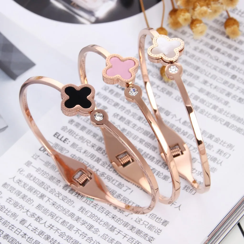 

Tiktok Hot Rose Gold Stainless steel Women Bangle Popular Opening Bracelet Accessories Manufacturers Direct Sales
