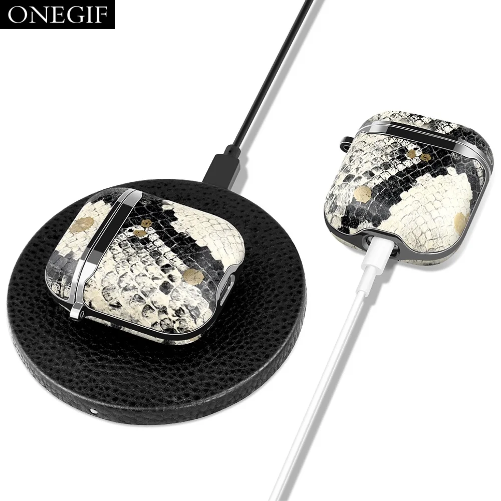 

Onegif Original Snake Leather Shockproof Headphone Case For Airpod Covers