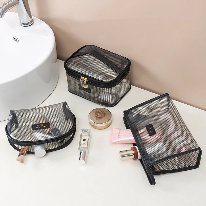

Women Men Cosmetic Bag Travel Necessary Makeup Bag Portable Makeup Organizer Transparent Zipper Toiletry Bags Beauty Wash Kit, As picture