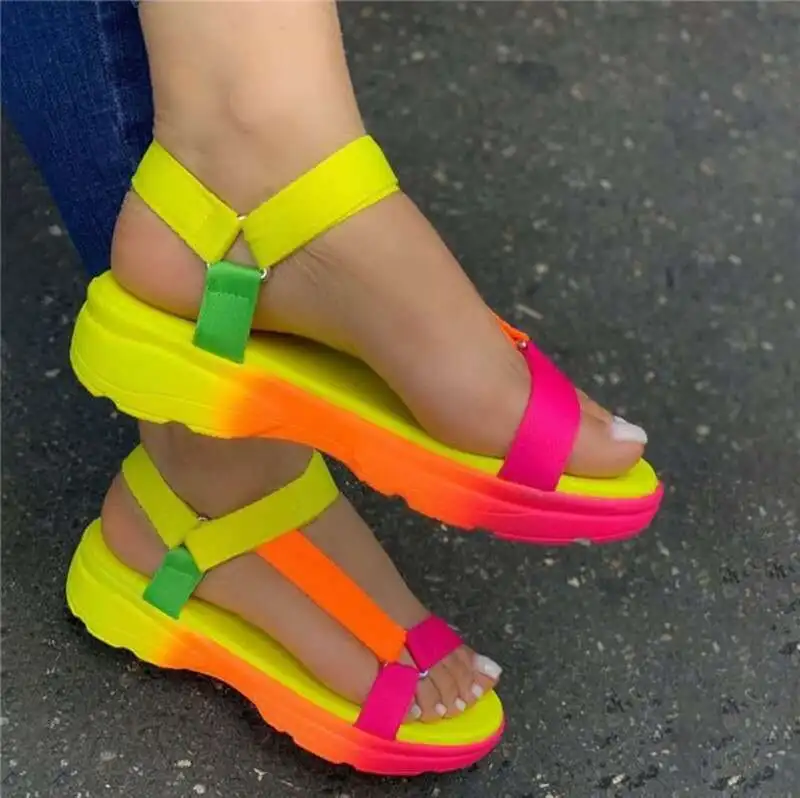 

2021 Women's sandal fashion summer sandalias mujer fruit slides woman sandals rainbow slippers for women